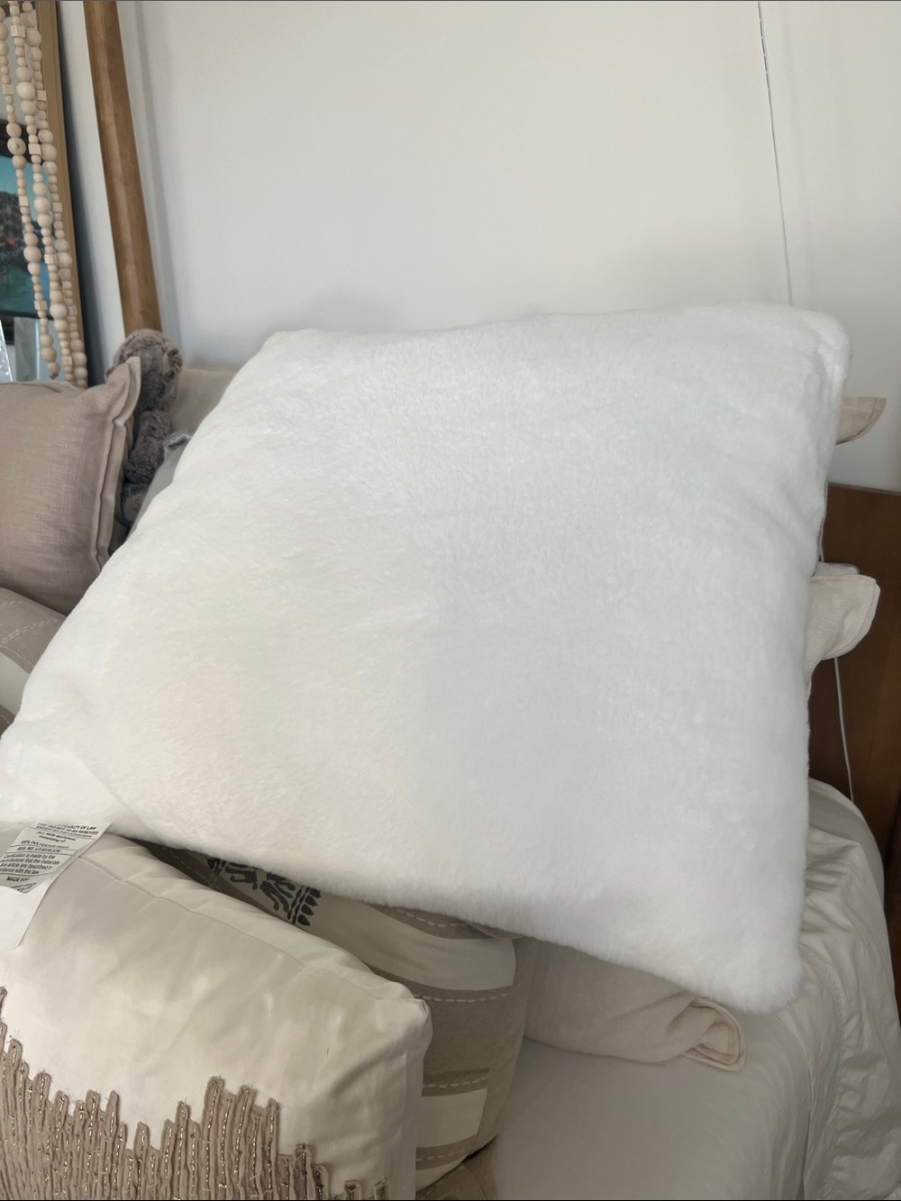 Plush White Decorative Throw Pillow - Soft Home Accent